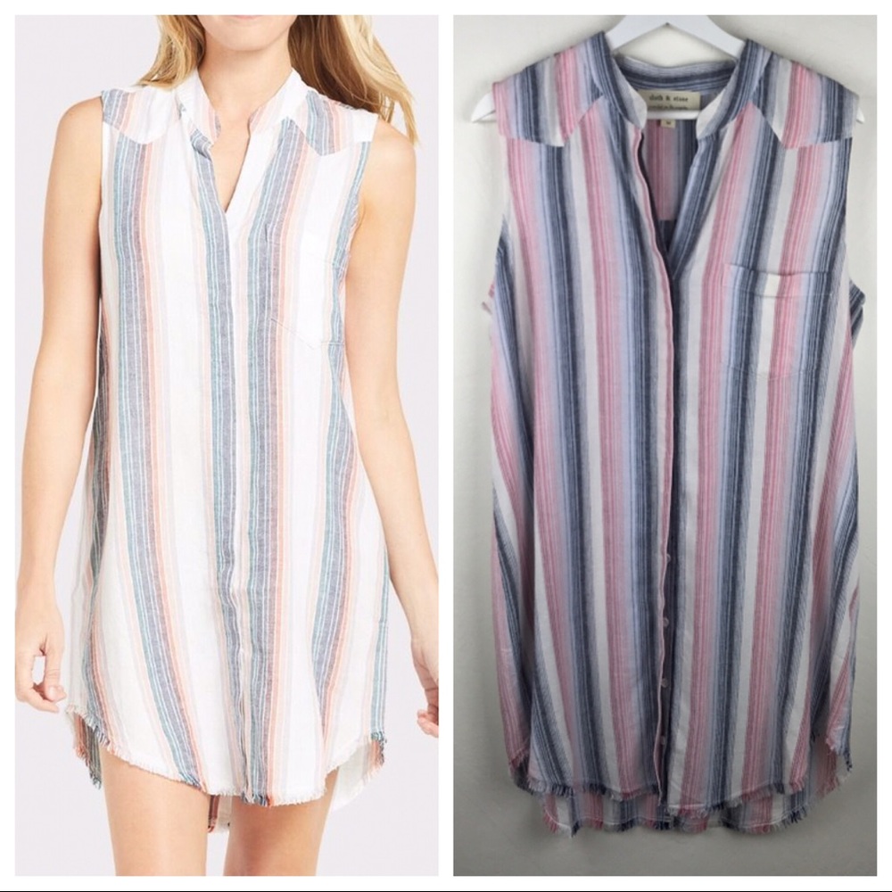 🆕 Anthro CLOTH & STONE Fray Button Down Dress